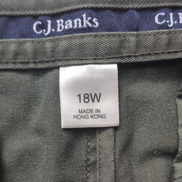 C.J. Banks Olive Green Straight-Leg Pants 18W Plus Size Casual Comfort - Picture 2 of 5